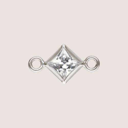 3mm Square CZ Birthstone Connectors