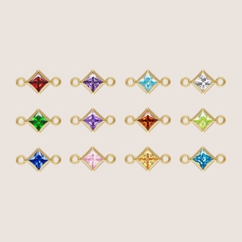 3mm square bezel birthstone connectors / gold-filled birthstone connectors