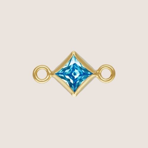 3mm Square CZ Birthstone Connectors
