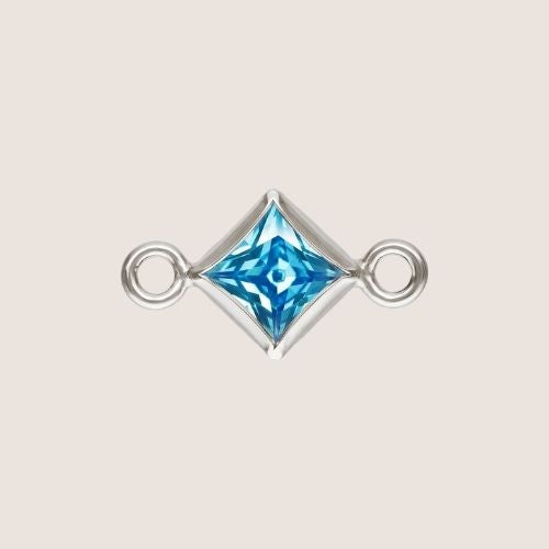 3mm Square CZ Birthstone Connectors
