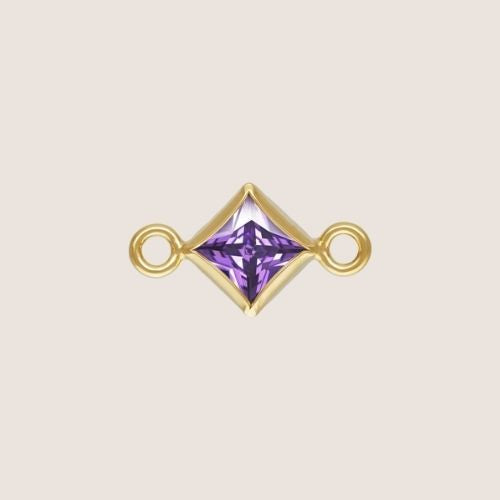 3mm Square CZ Birthstone Connectors