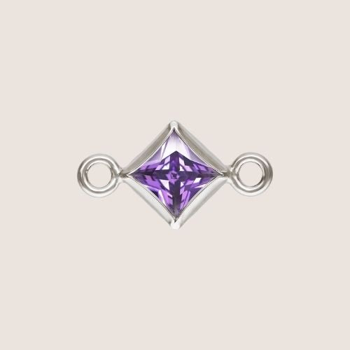 3mm Square CZ Birthstone Connectors