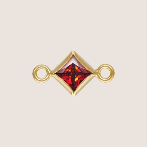 3mm Square CZ Birthstone Connectors