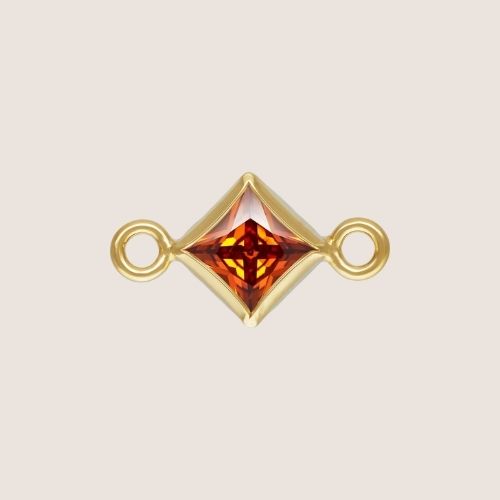3mm Square CZ Birthstone Connectors