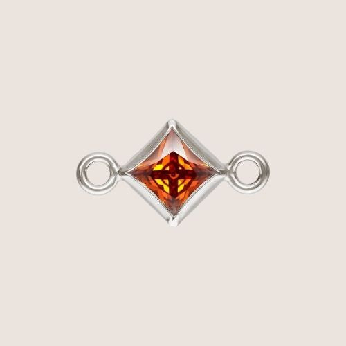 3mm Square CZ Birthstone Connectors