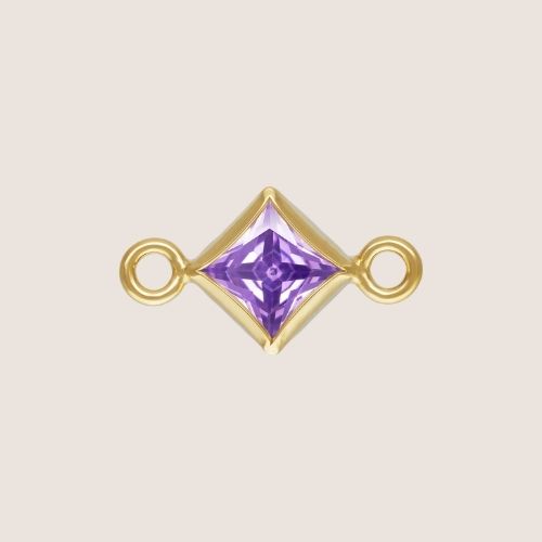3mm Square CZ Birthstone Connectors
