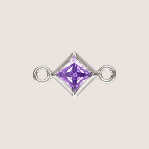 3mm Square CZ Birthstone Connectors