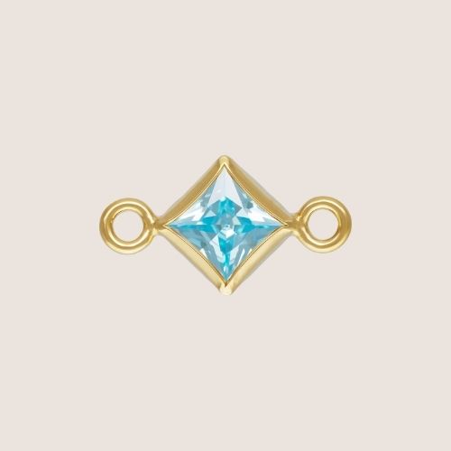 3mm Square CZ Birthstone Connectors