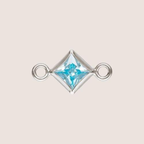 3mm Square CZ Birthstone Connectors