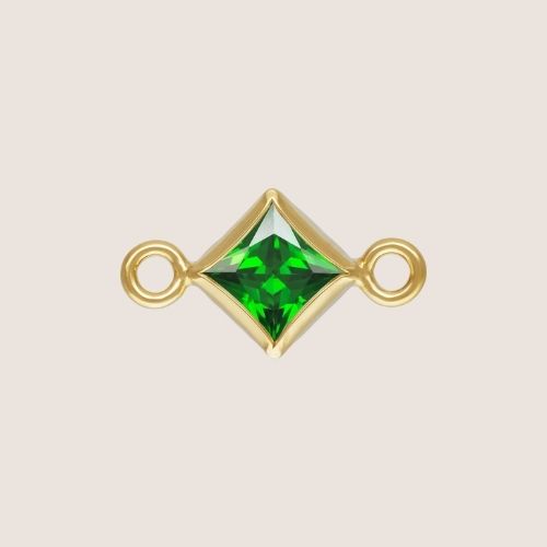 3mm Square CZ Birthstone Connectors