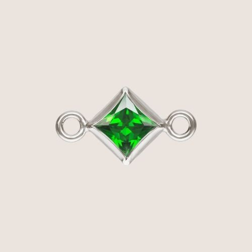 3mm Square CZ Birthstone Connectors