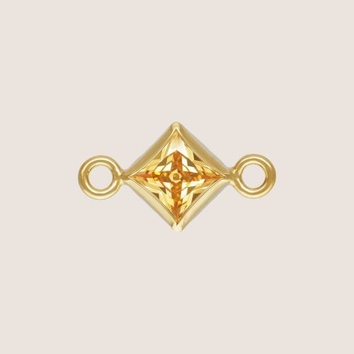 3mm Square CZ Birthstone Connectors