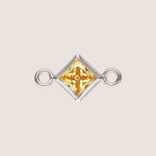 3mm Square CZ Birthstone Connectors