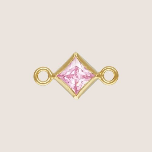 3mm Square CZ Birthstone Connectors