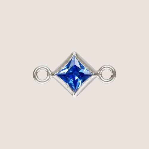 3mm Square CZ Birthstone Connectors