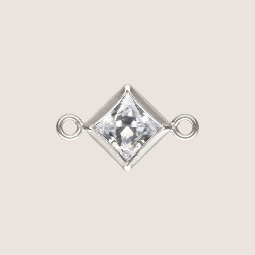 4mm Square CZ Birthstone Connectors