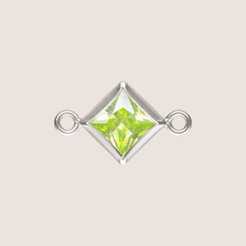 4mm Square CZ Birthstone Connectors