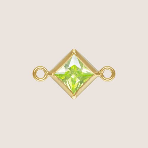 4mm Square CZ Birthstone Connectors
