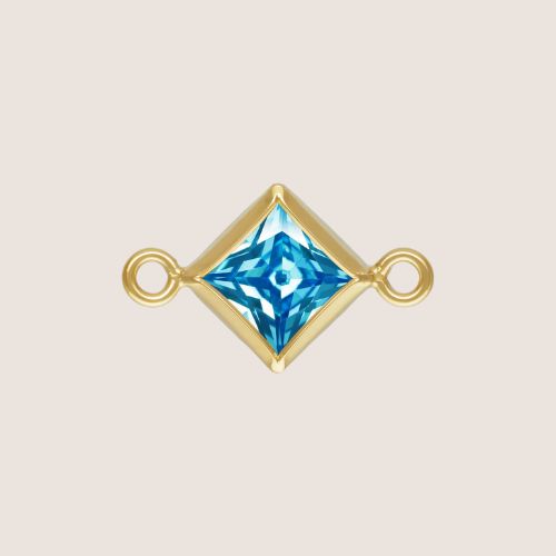4mm Square CZ Birthstone Connectors