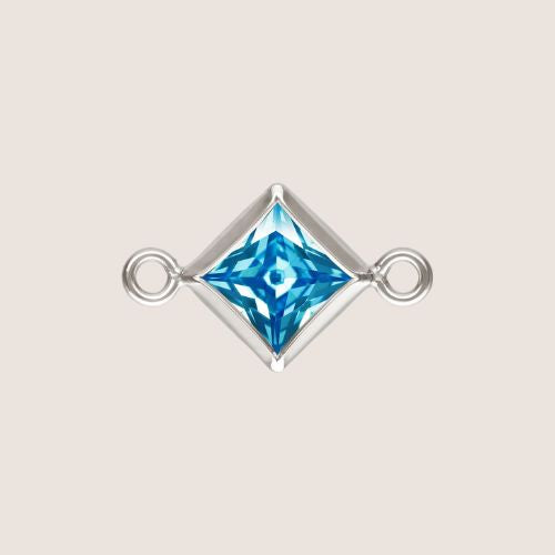 4mm Square CZ Birthstone Connectors