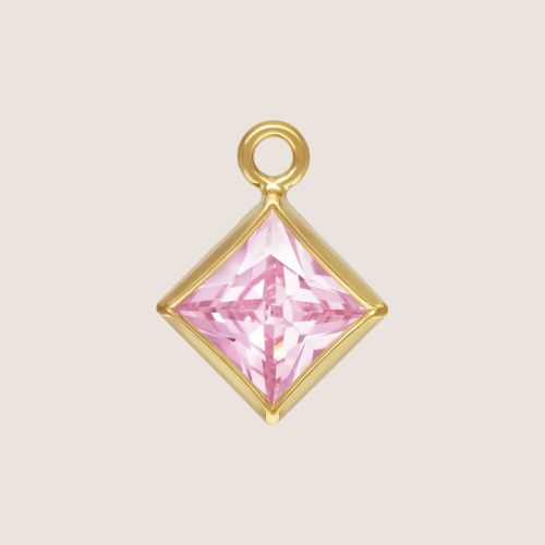 3mm Square CZ Birthstone Drop Charms