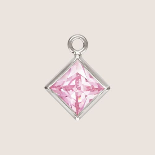 3mm Square CZ Birthstone Drop Charms