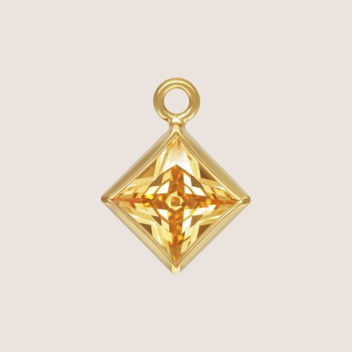 3mm Square CZ Birthstone Drop Charms
