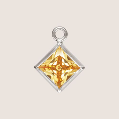 3mm Square CZ Birthstone Drop Charms