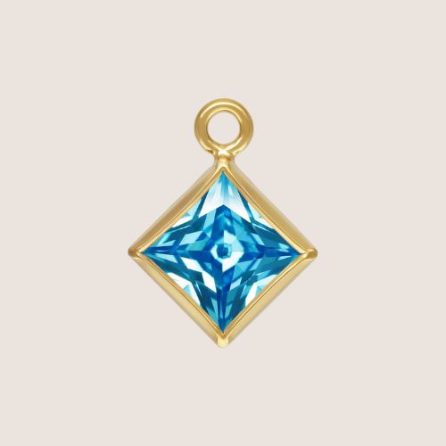 3mm Square CZ Birthstone Drop Charms