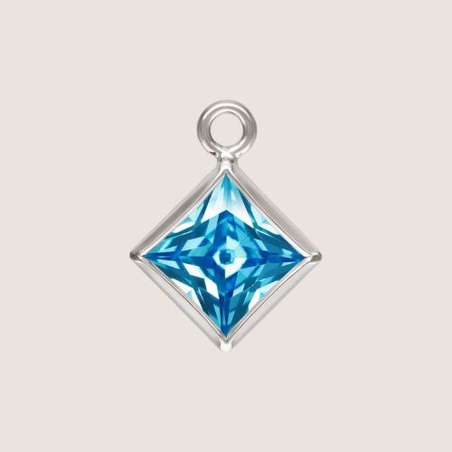 3mm Square CZ Birthstone Drop Charms