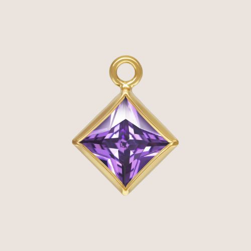 3mm Square CZ Birthstone Drop Charms