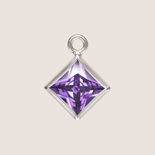 3mm Square CZ Birthstone Drop Charms