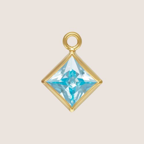 3mm Square CZ Birthstone Drop Charms