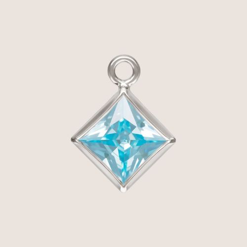 3mm Square CZ Birthstone Drop Charms