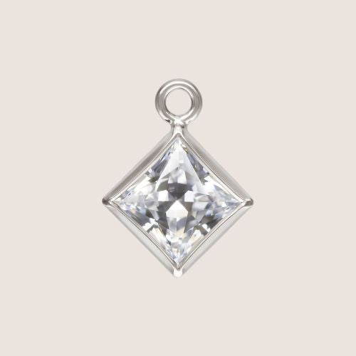 3mm Square CZ Birthstone Drop Charms