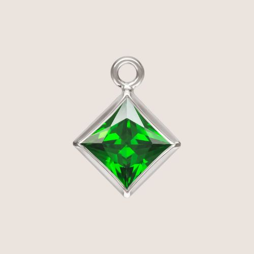 3mm Square CZ Birthstone Drop Charms