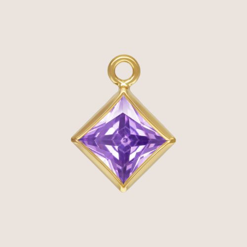 3mm Square CZ Birthstone Drop Charms