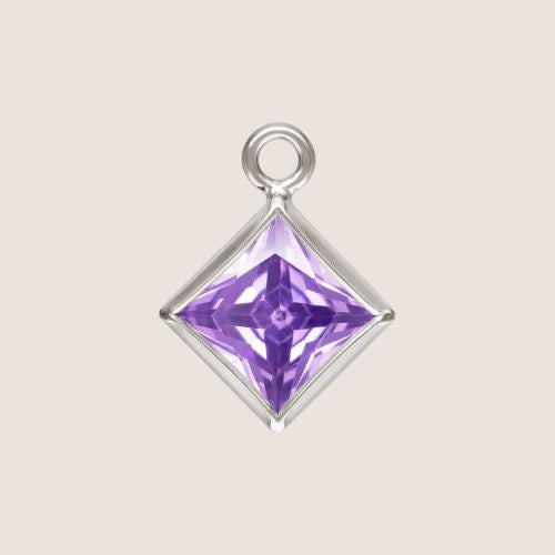 3mm Square CZ Birthstone Drop Charms