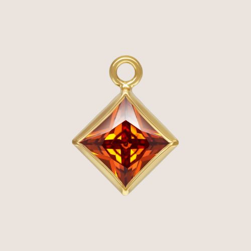 3mm Square CZ Birthstone Drop Charms