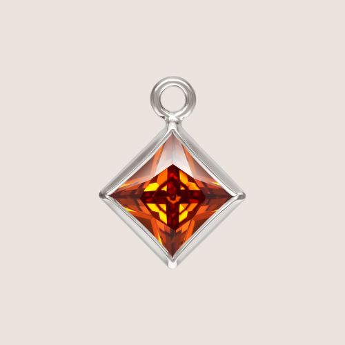 3mm Square CZ Birthstone Drop Charms