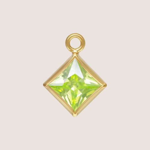 3mm Square CZ Birthstone Drop Charms
