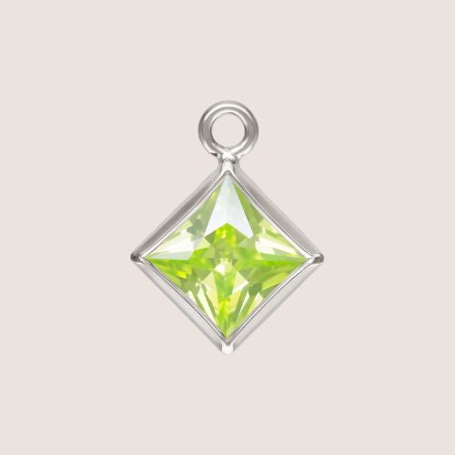 3mm Square CZ Birthstone Drop Charms