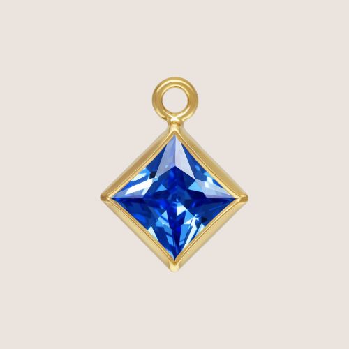 3mm Square CZ Birthstone Drop Charms