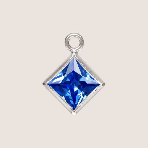 3mm Square CZ Birthstone Drop Charms