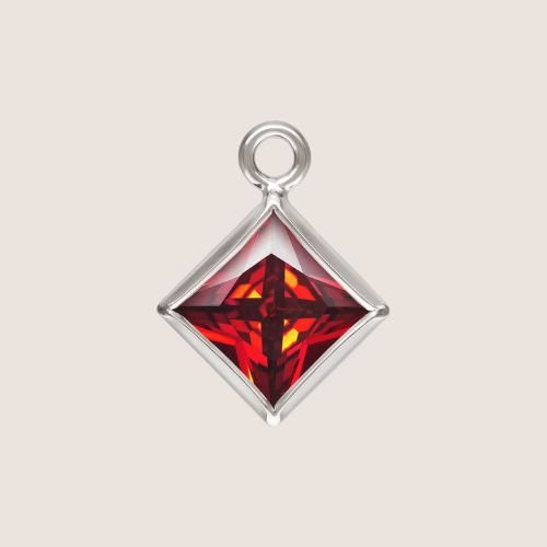 3mm Square CZ Birthstone Drop Charms