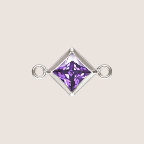 4mm Square CZ Birthstone Connectors