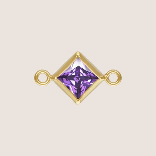 4mm Square CZ Birthstone Connectors