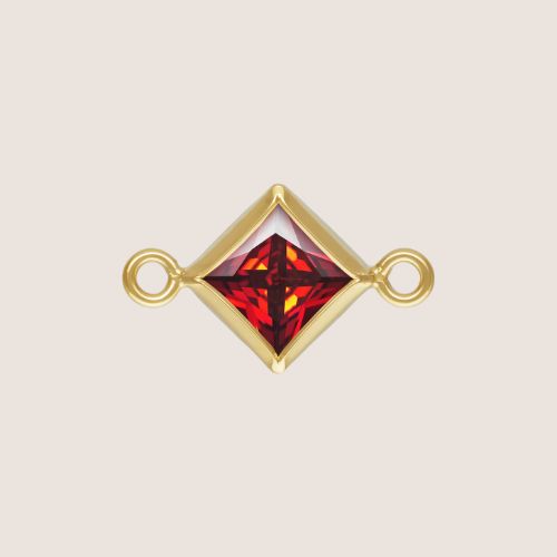 4mm Square CZ Birthstone Connectors
