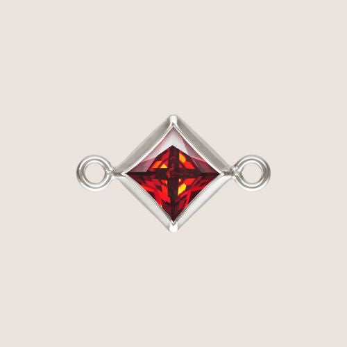 4mm Square CZ Birthstone Connectors