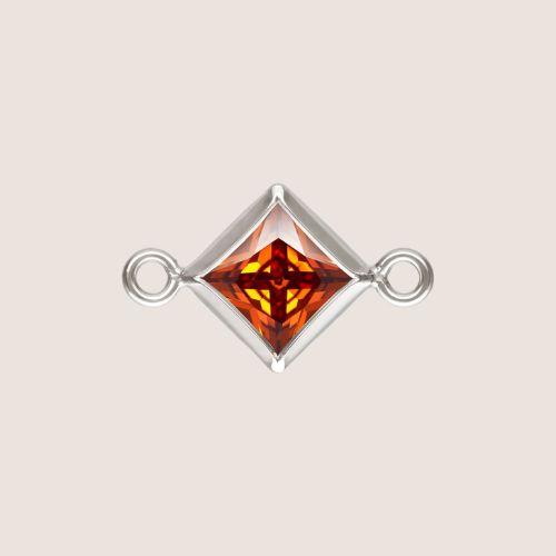 4mm Square CZ Birthstone Connectors